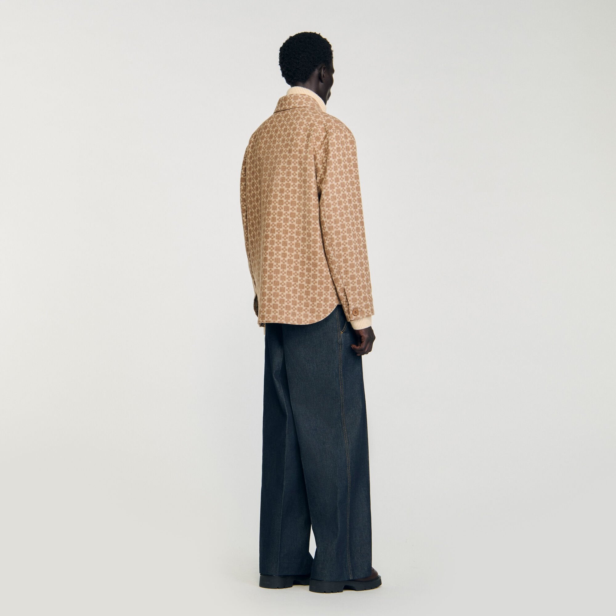 Sandro Men Square Cross jacquard overshirt