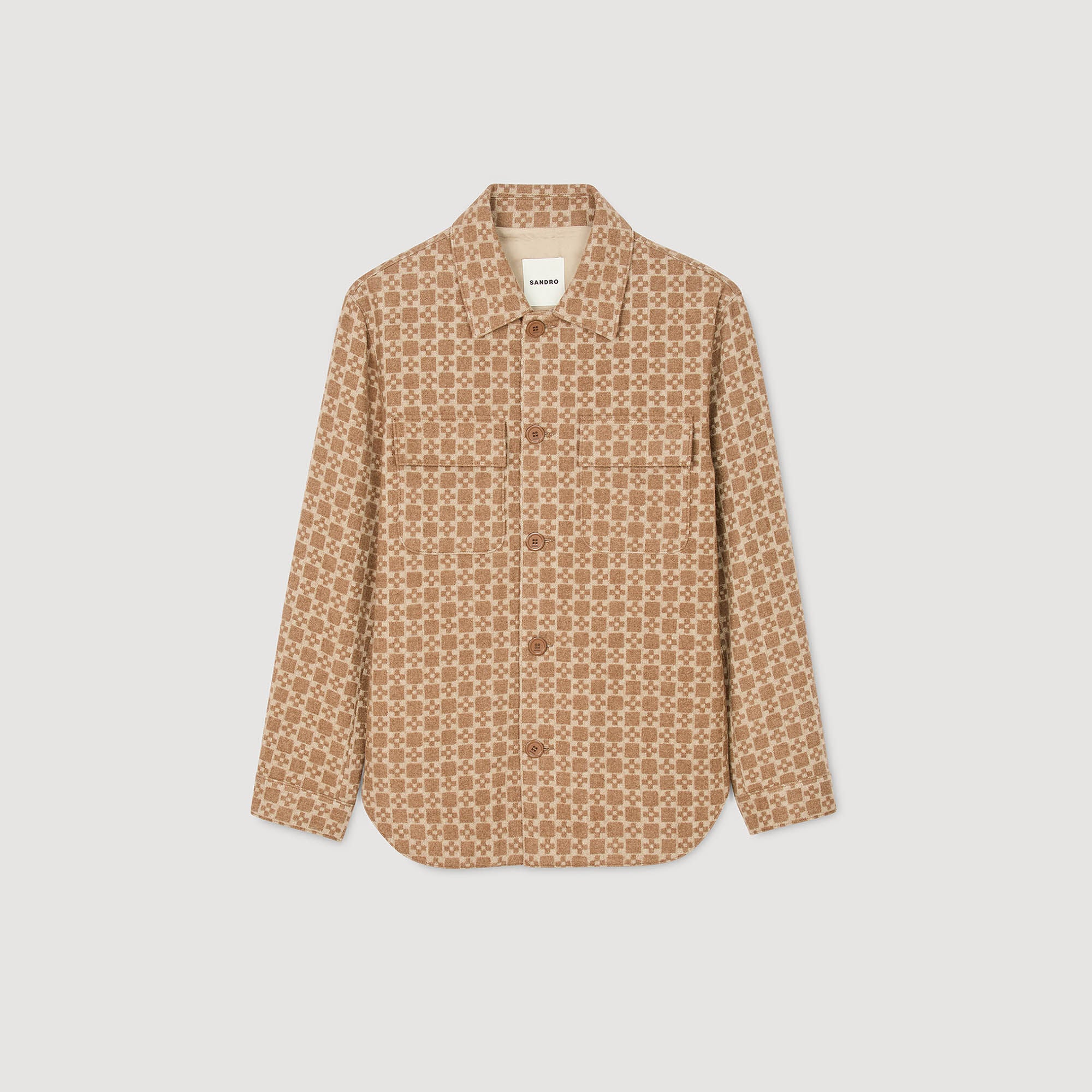 Sandro Men Square Cross jacquard overshirt