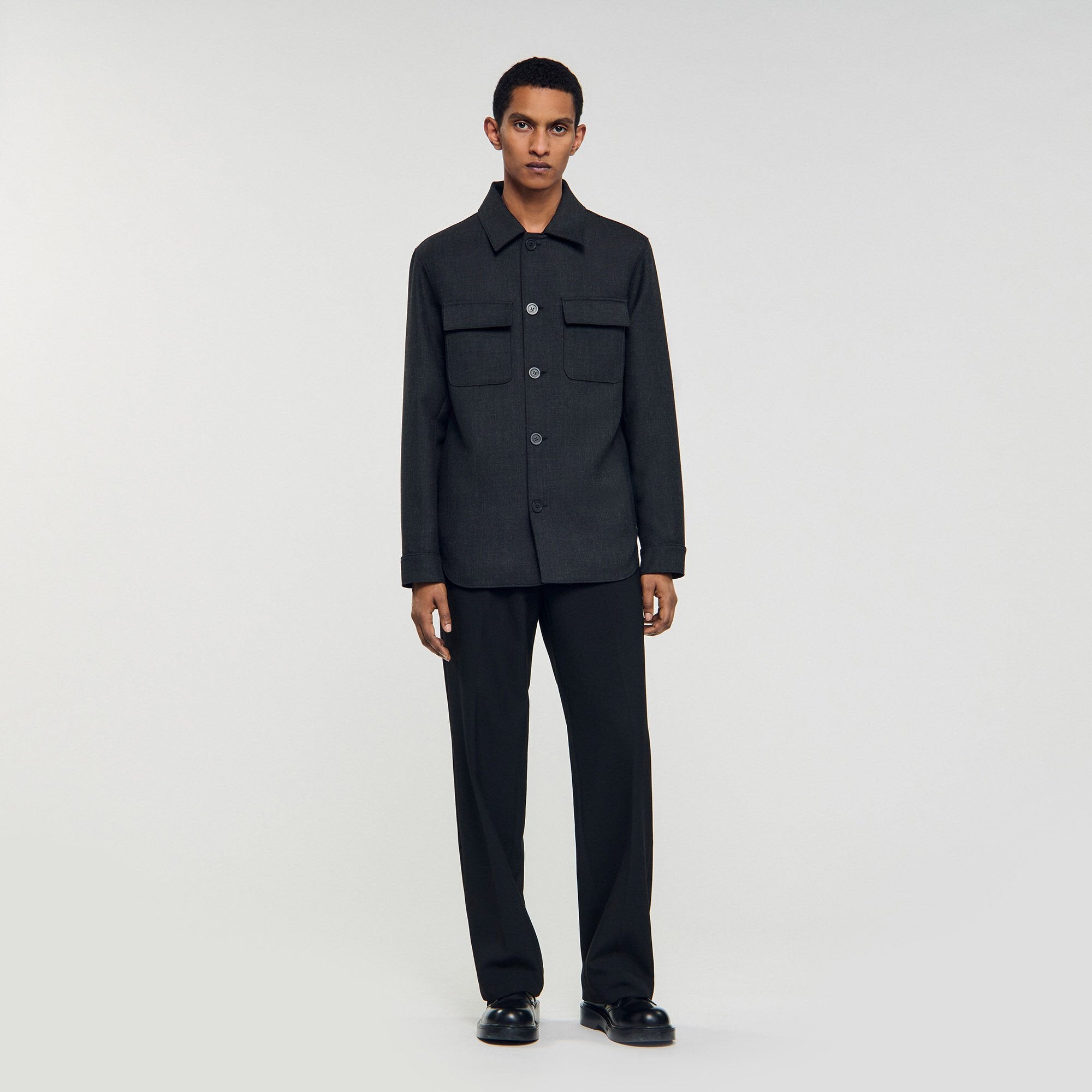 Sandro Men Wool overshirt with pockets
