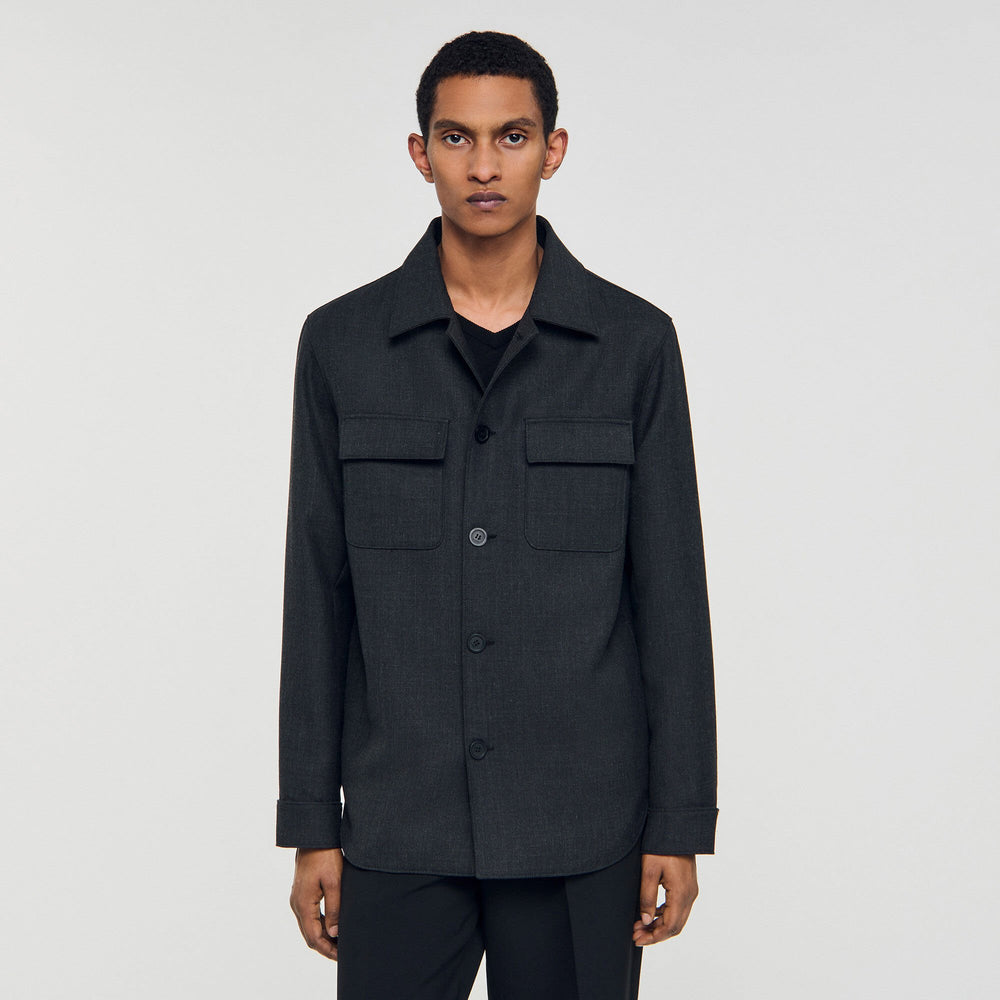 Sandro Men Wool overshirt with pockets