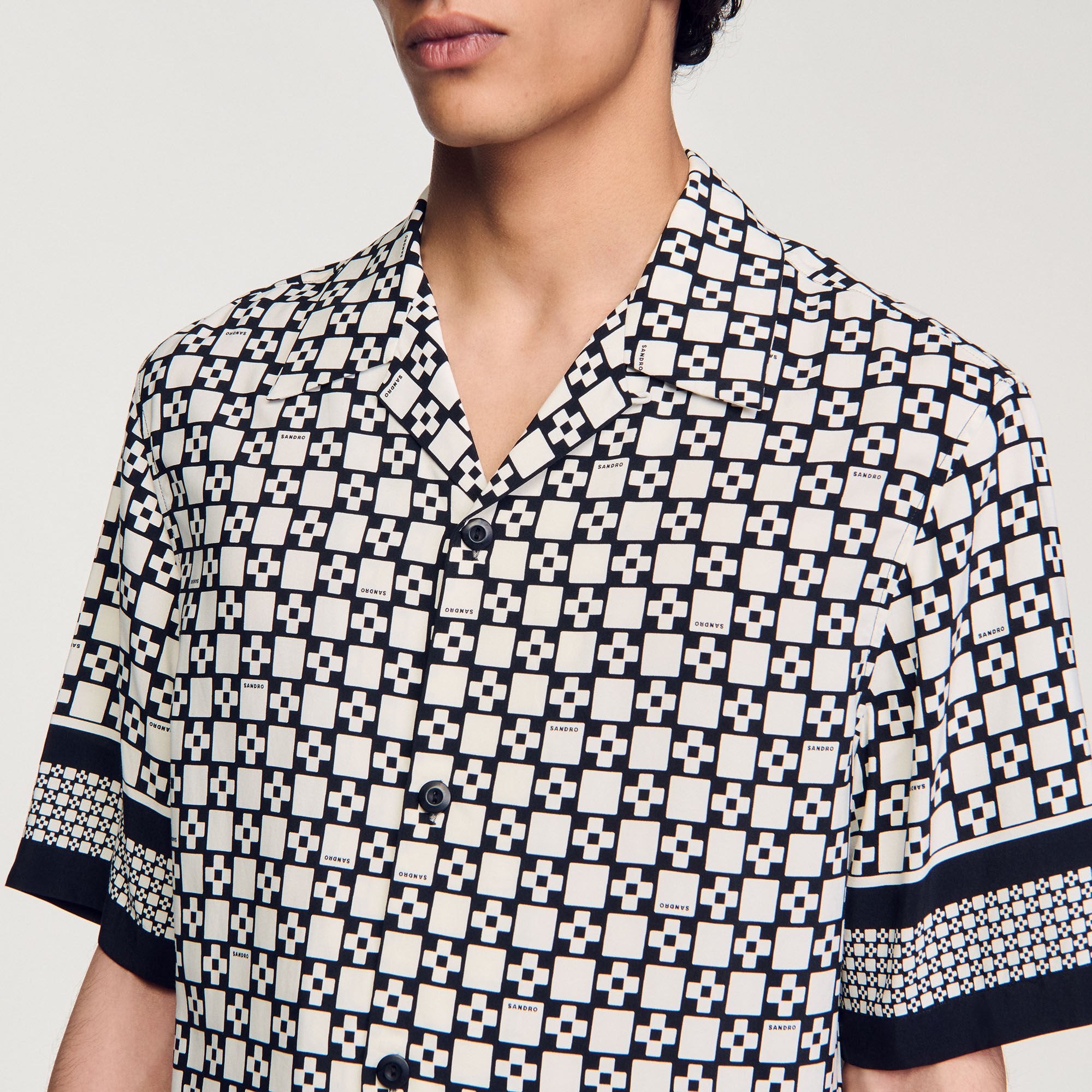Sandro Men Square Cross short-sleeved shirt