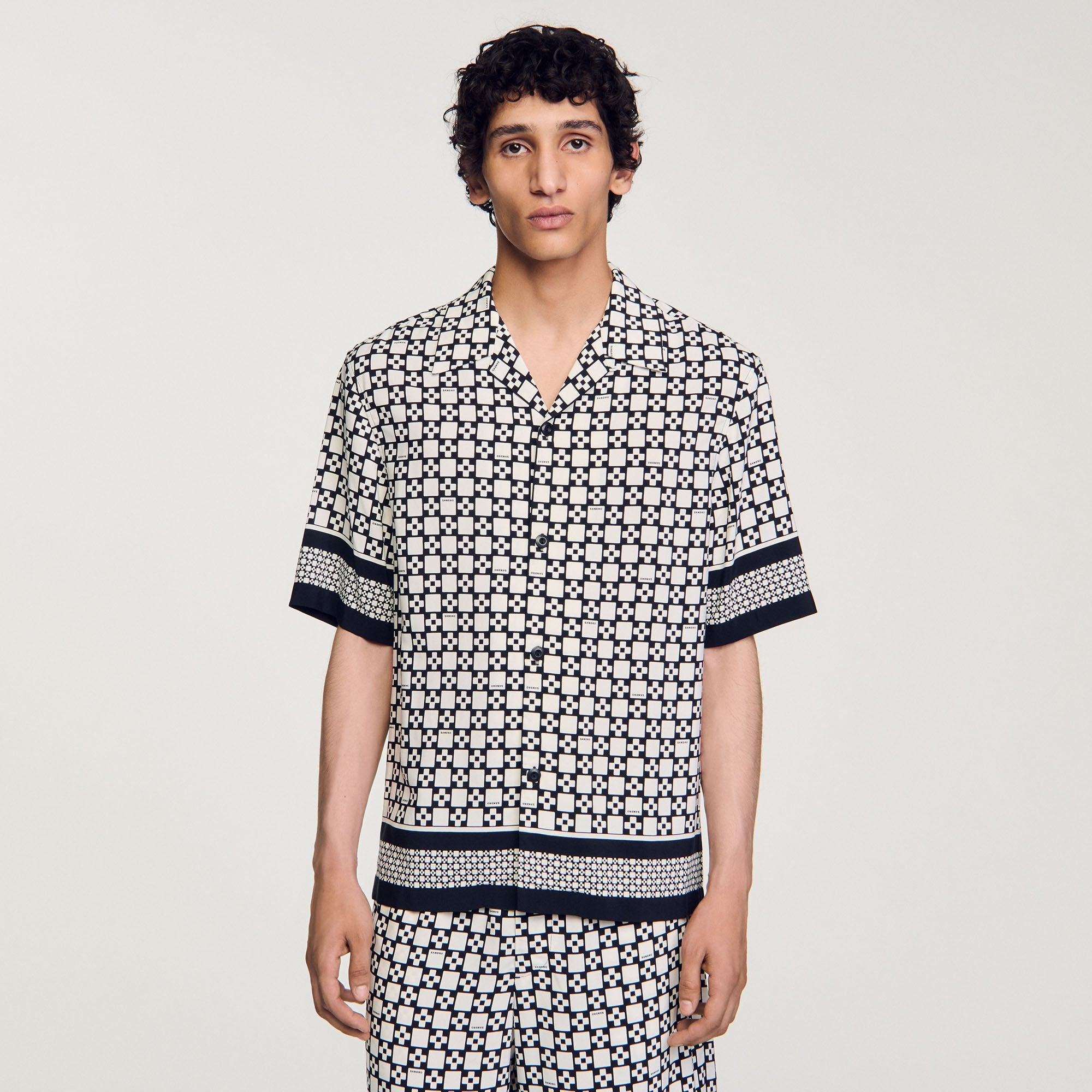 Sandro Men Square Cross short-sleeved shirt