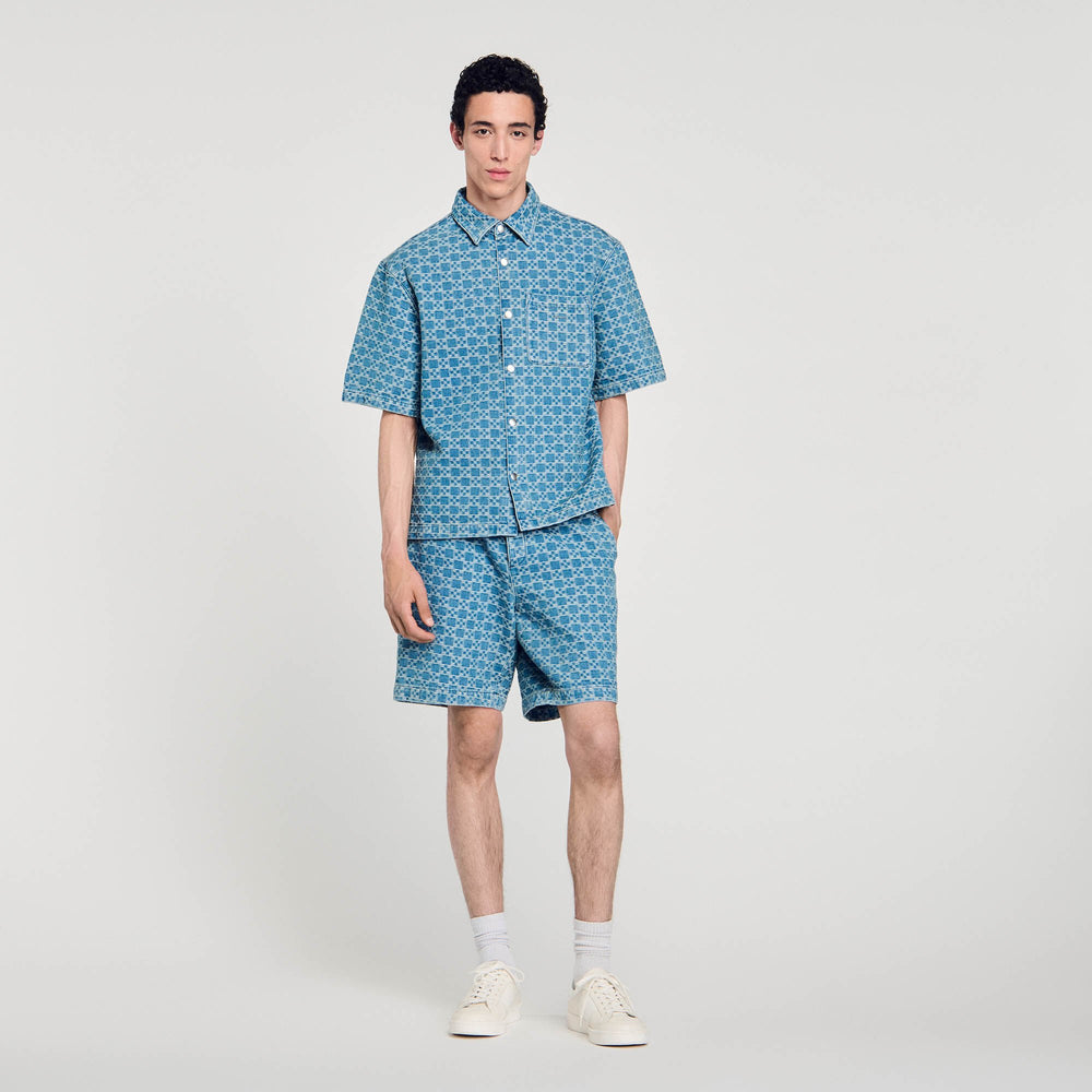 Sandro Men Square cross denim shirt