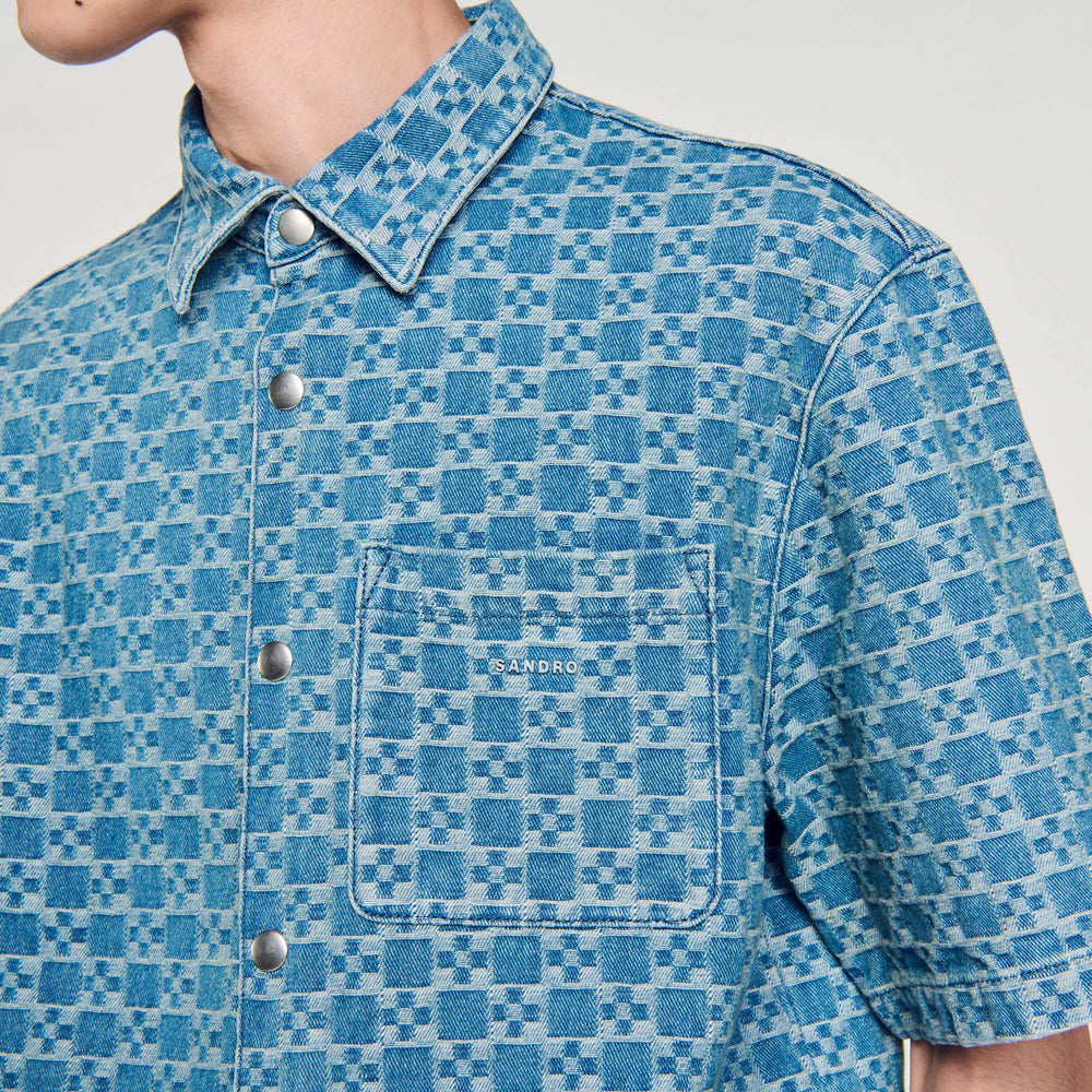 Sandro Men Square cross denim shirt