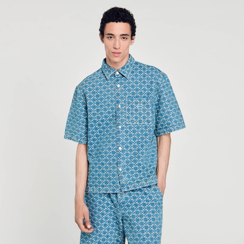 Sandro Men Square cross denim shirt
