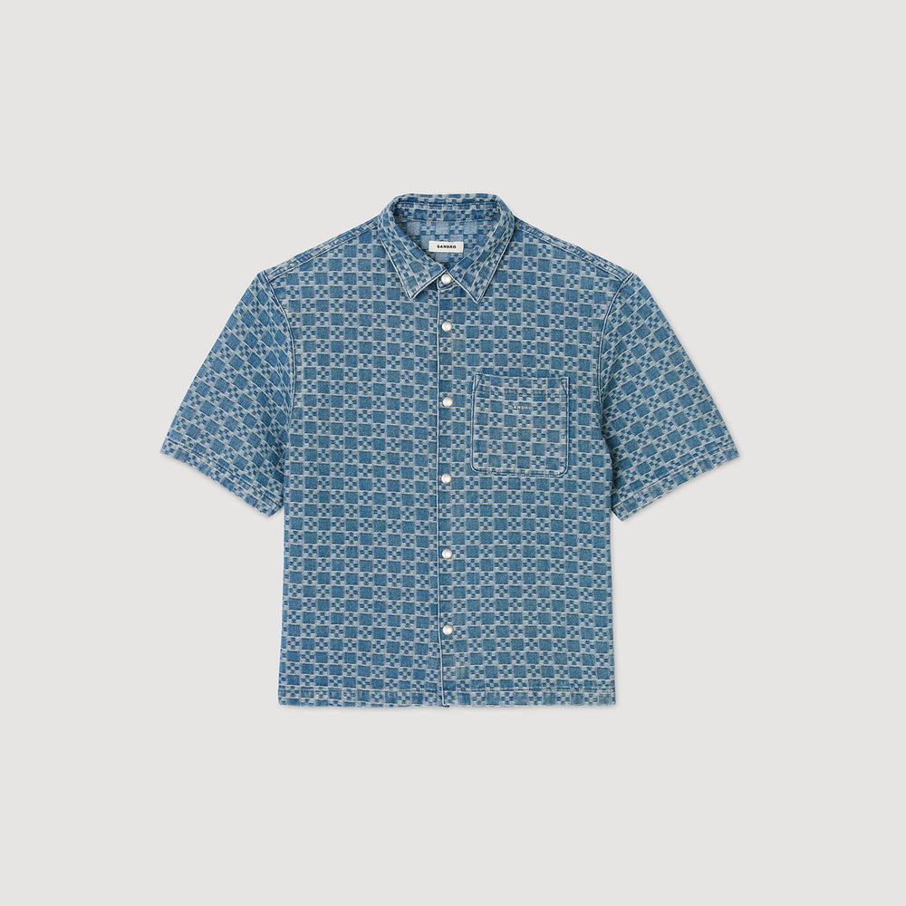 Sandro Men Square cross denim shirt