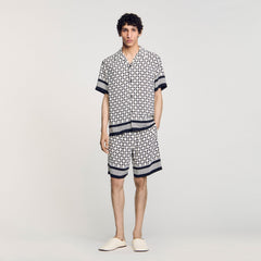 Sandro Men Square Cross motif flowing shirt