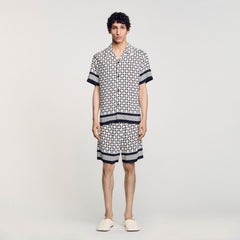 Sandro Men Square Cross motif flowing shirt