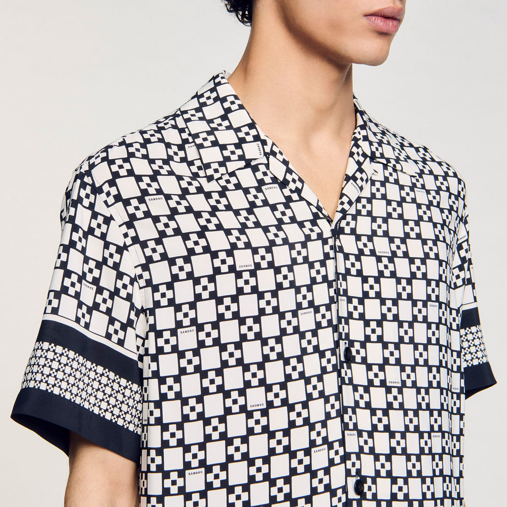 Sandro Men Square Cross motif flowing shirt