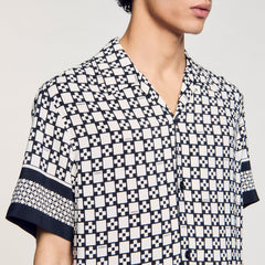 Sandro Men Square Cross motif flowing shirt