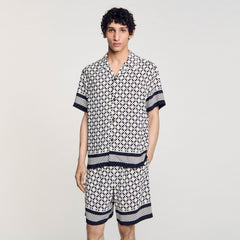 Sandro Men Square Cross motif flowing shirt