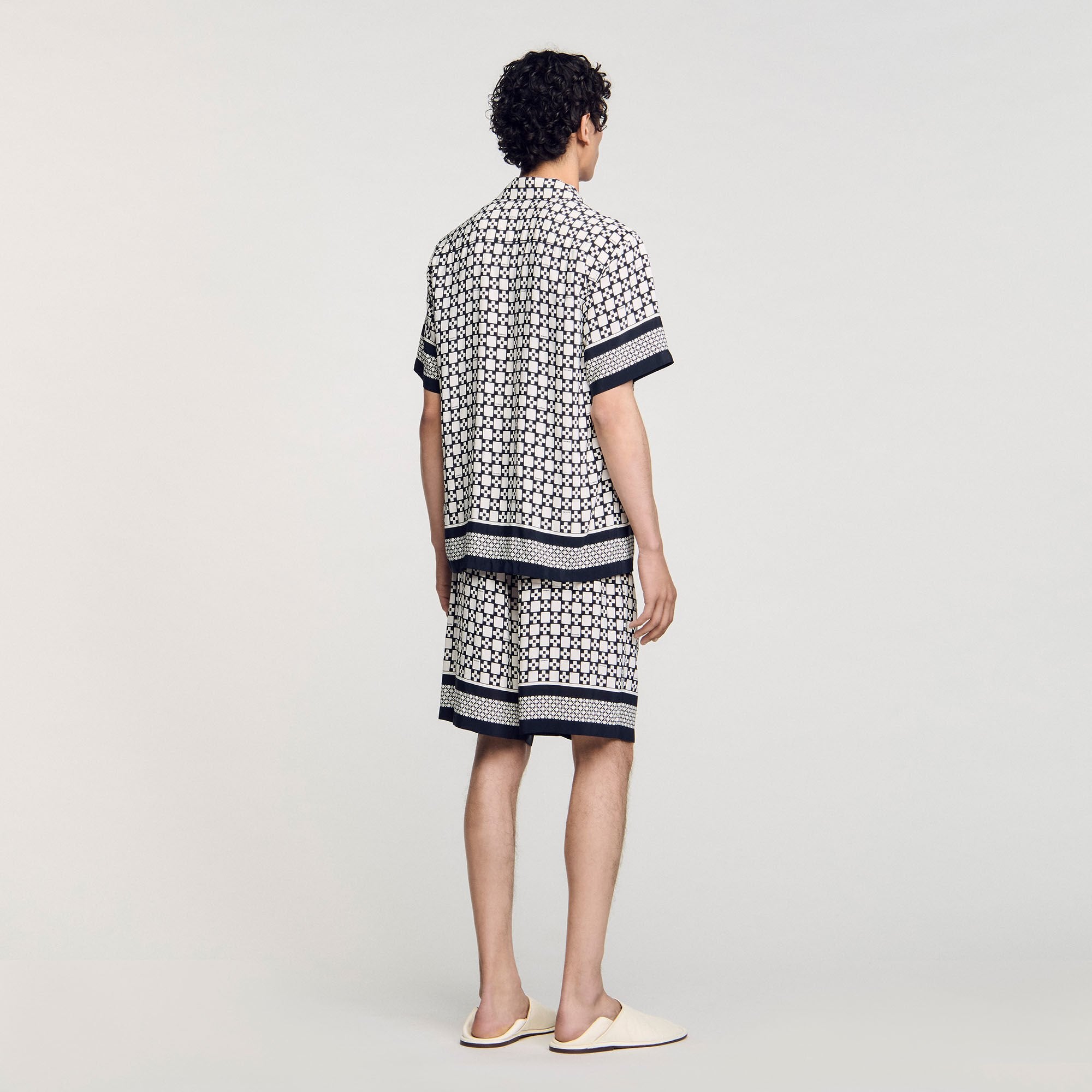 Sandro Men Square Cross motif flowing shirt