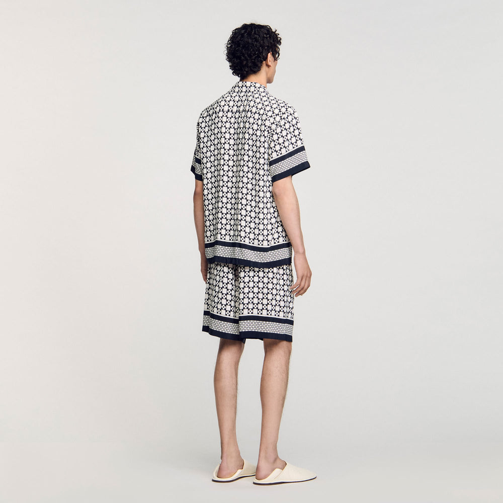 Sandro Men Square Cross motif flowing shirt