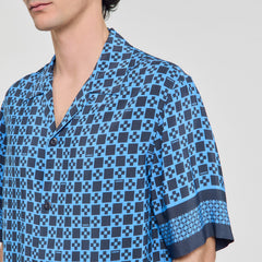 Sandro Men Square Cross motif flowing shirt