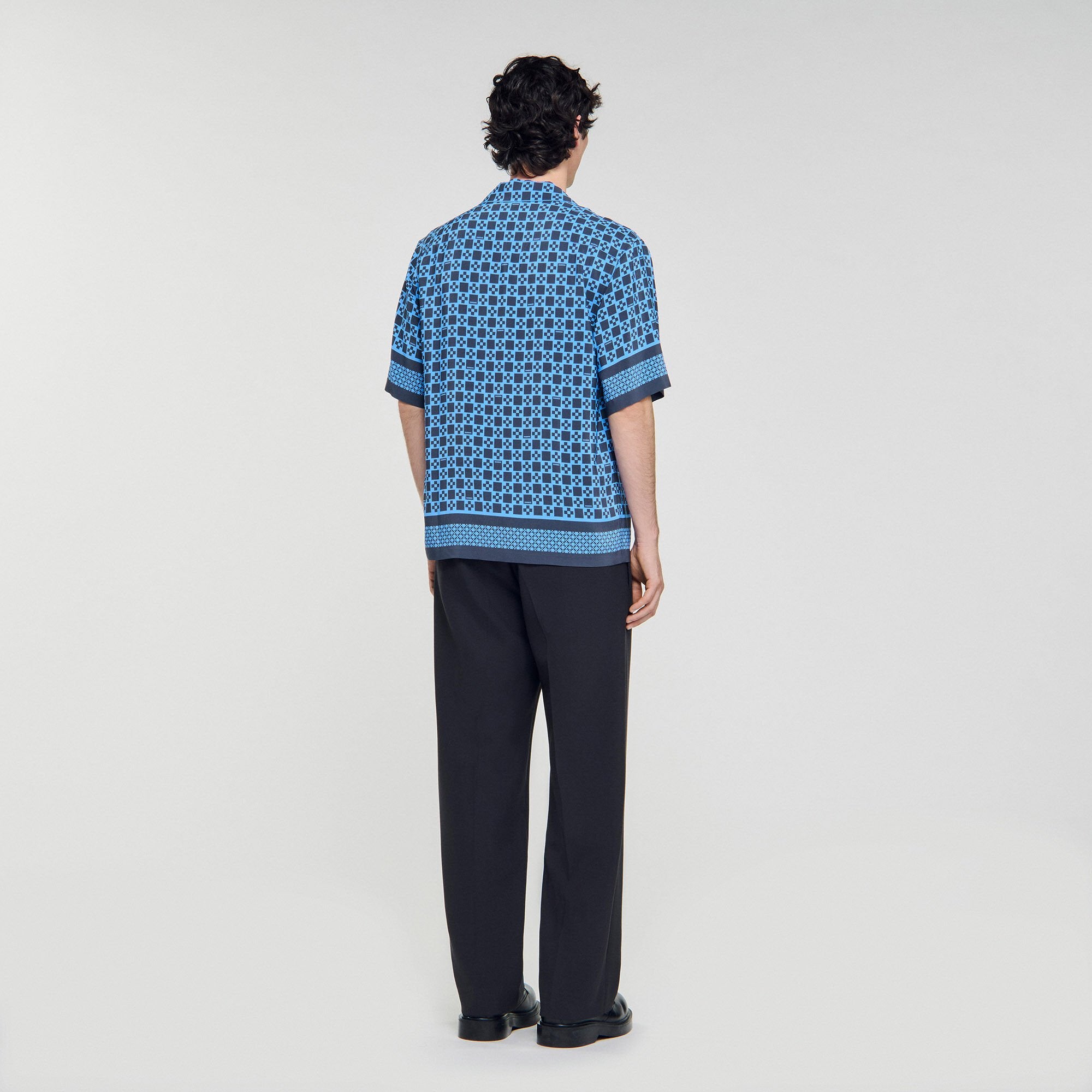 Sandro Men Square Cross motif flowing shirt