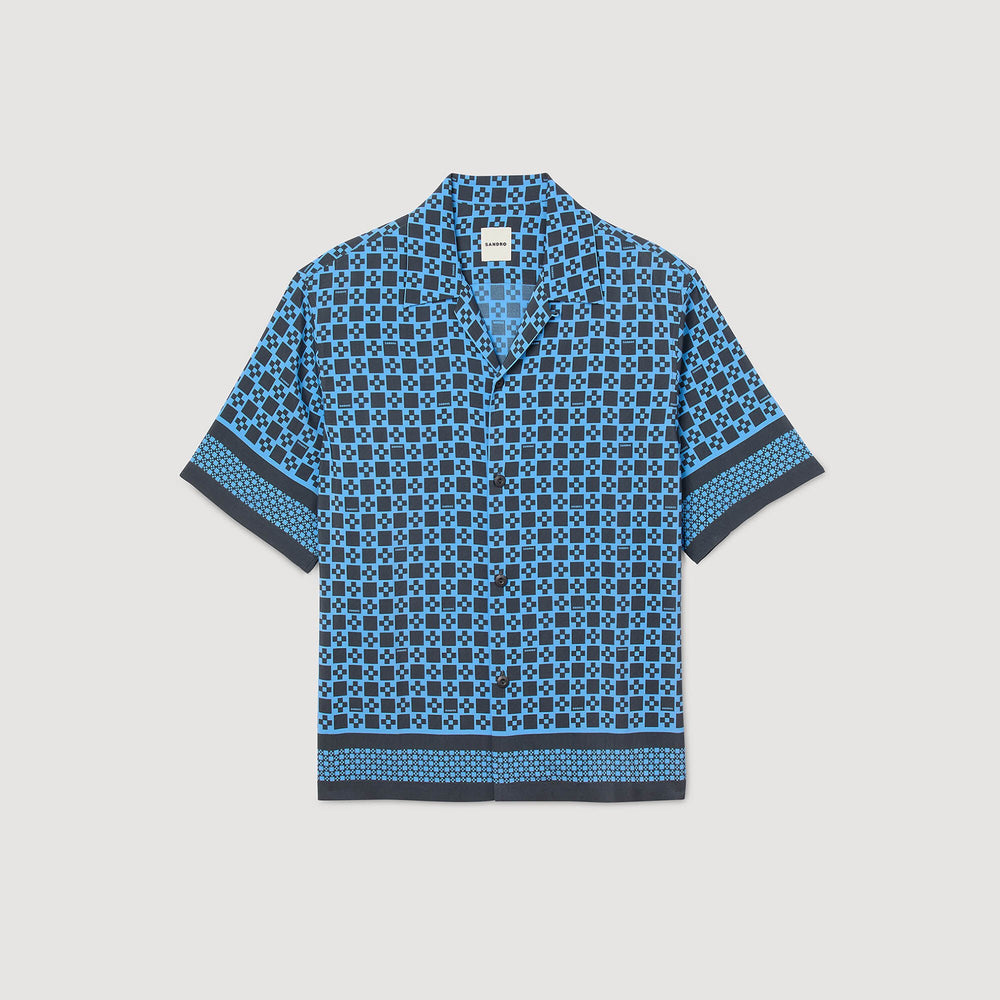 Sandro Men Square Cross motif flowing shirt