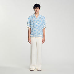 Sandro Men Square Cross motif flowing shirt
