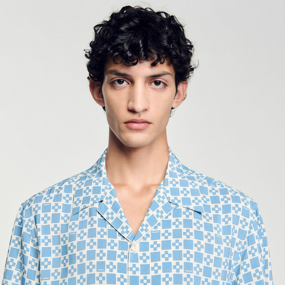 Sandro Men Square Cross motif flowing shirt