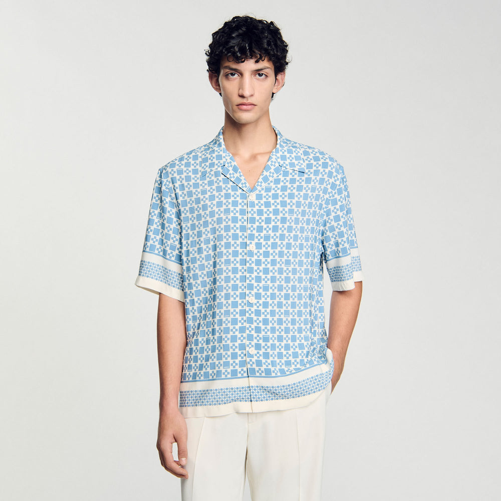Sandro Men Square Cross motif flowing shirt