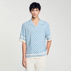 Sandro Men Square Cross motif flowing shirt