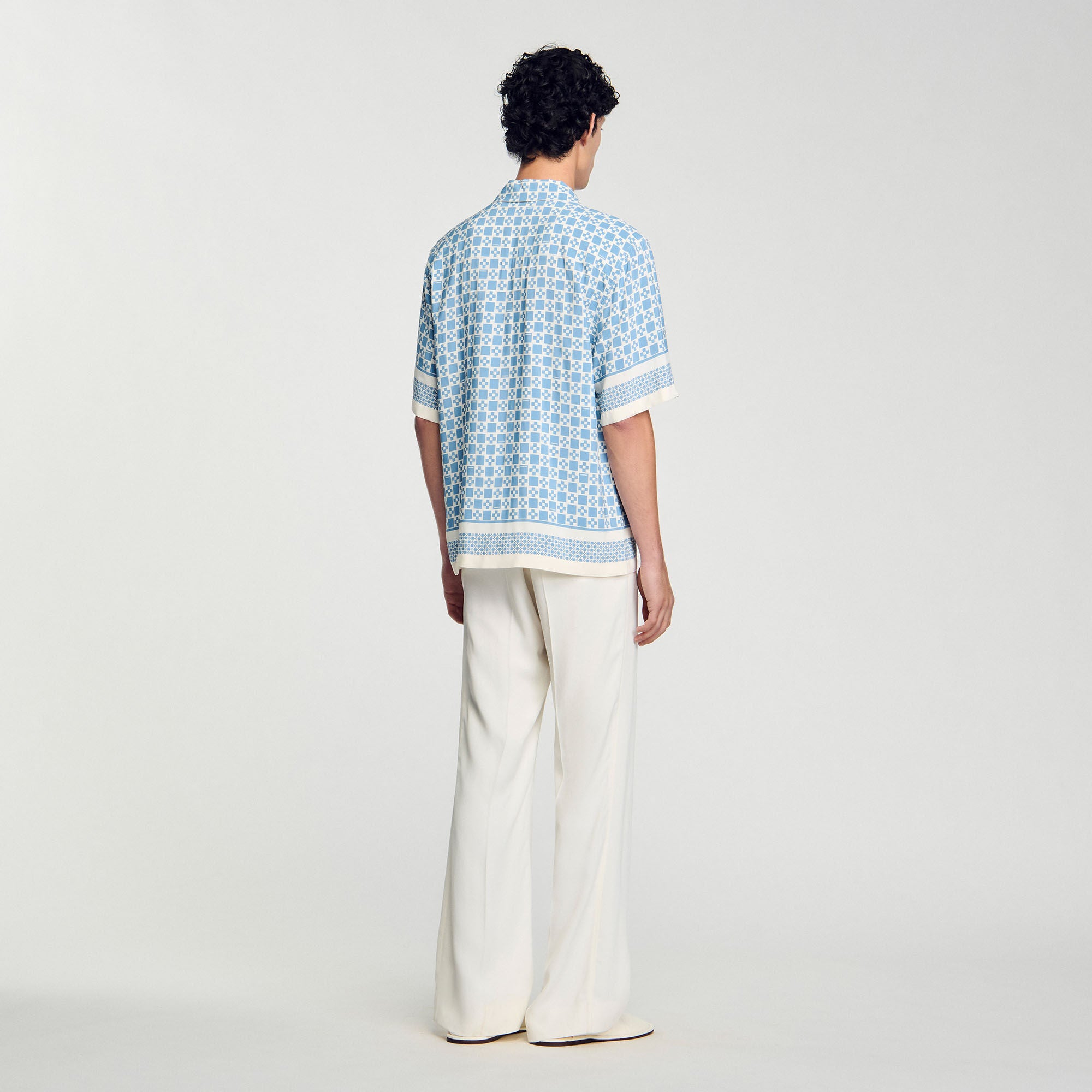 Sandro Men Square Cross motif flowing shirt
