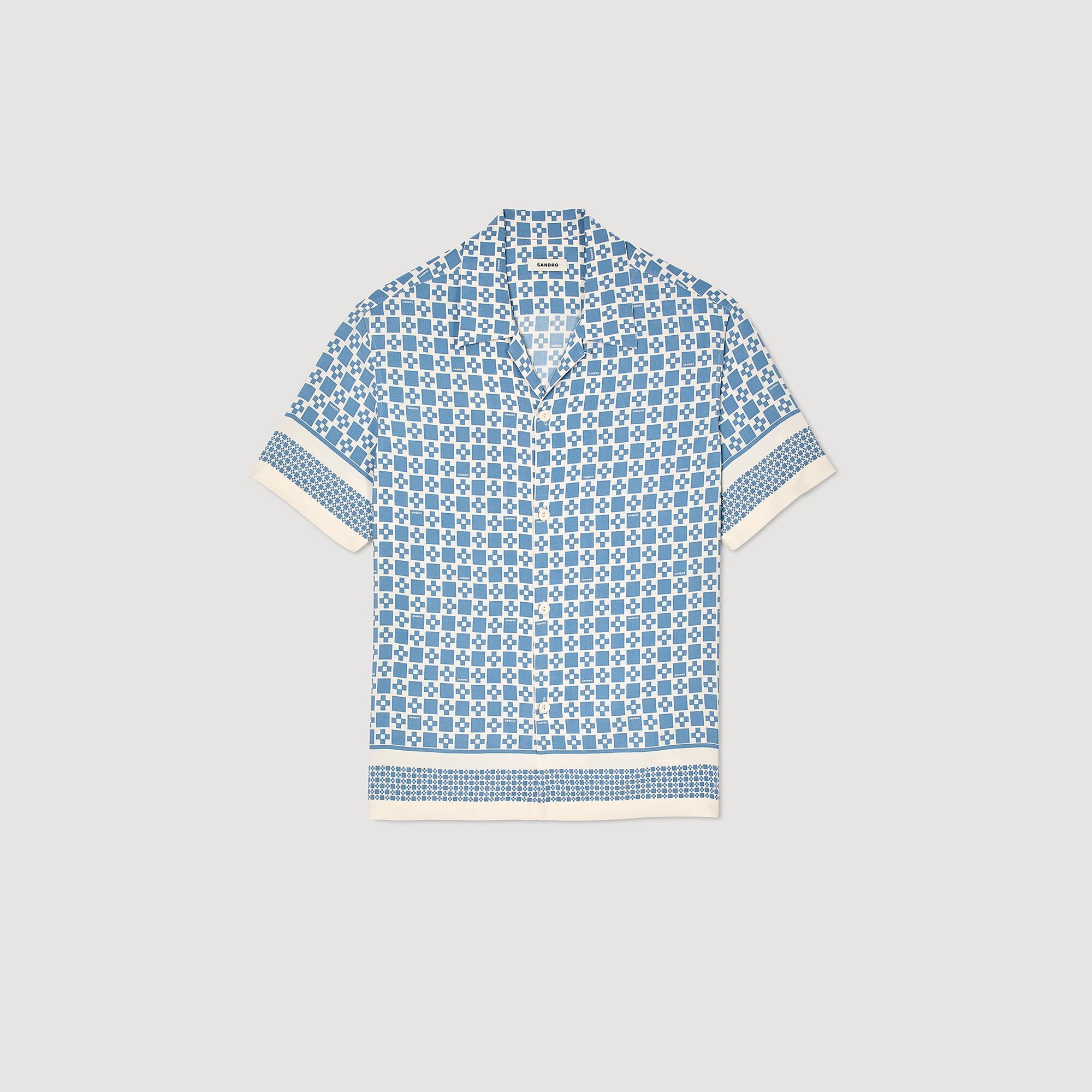 Sandro Men Square Cross motif flowing shirt