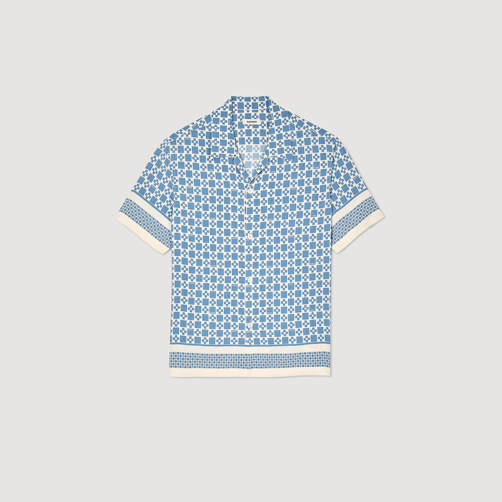Sandro Men Square Cross motif flowing shirt