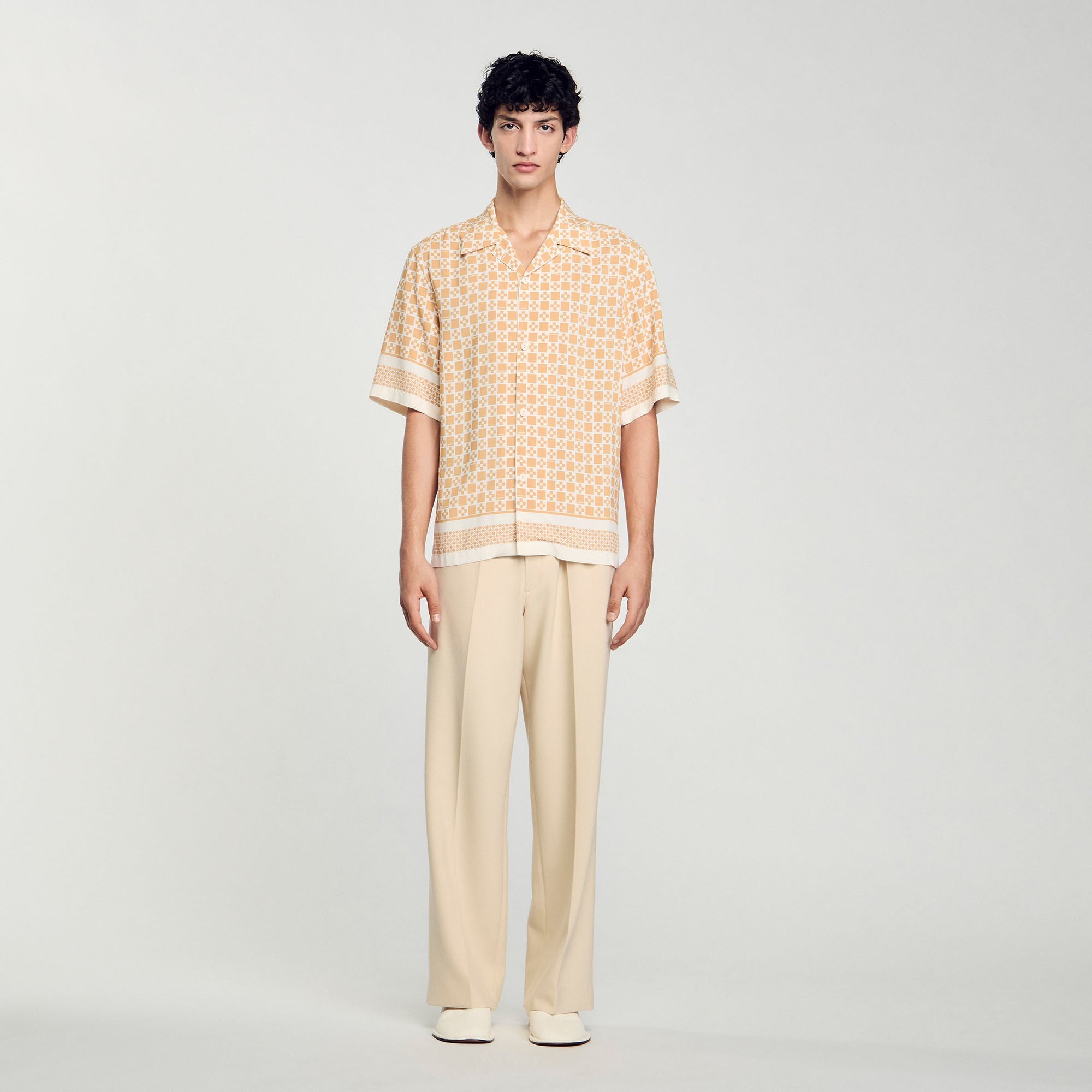 Sandro Men Square Cross motif flowing shirt