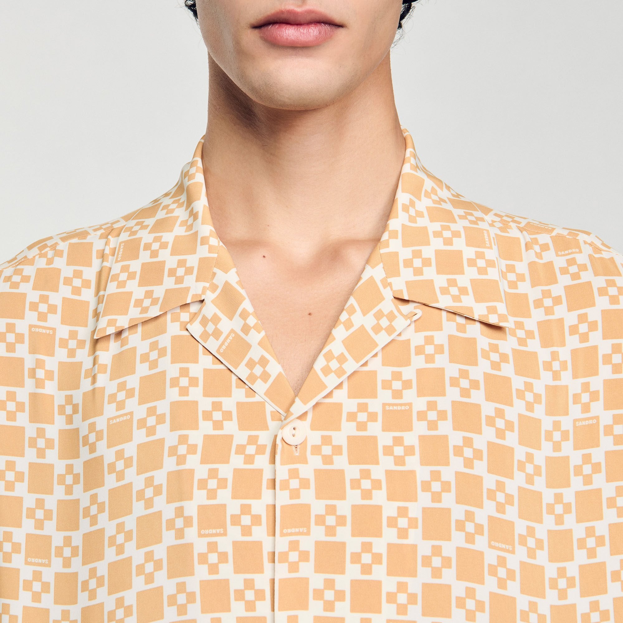 Sandro Men Square Cross motif flowing shirt