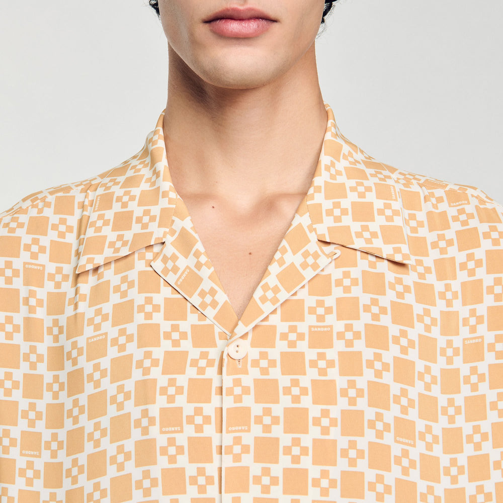 Sandro Men Square Cross motif flowing shirt