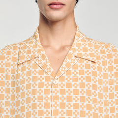 Sandro Men Square Cross motif flowing shirt