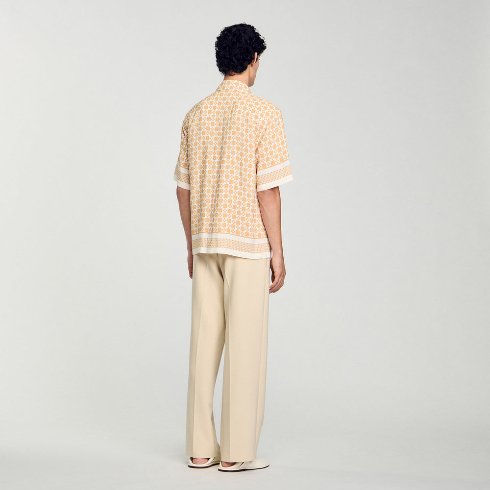 Sandro Men Square Cross motif flowing shirt