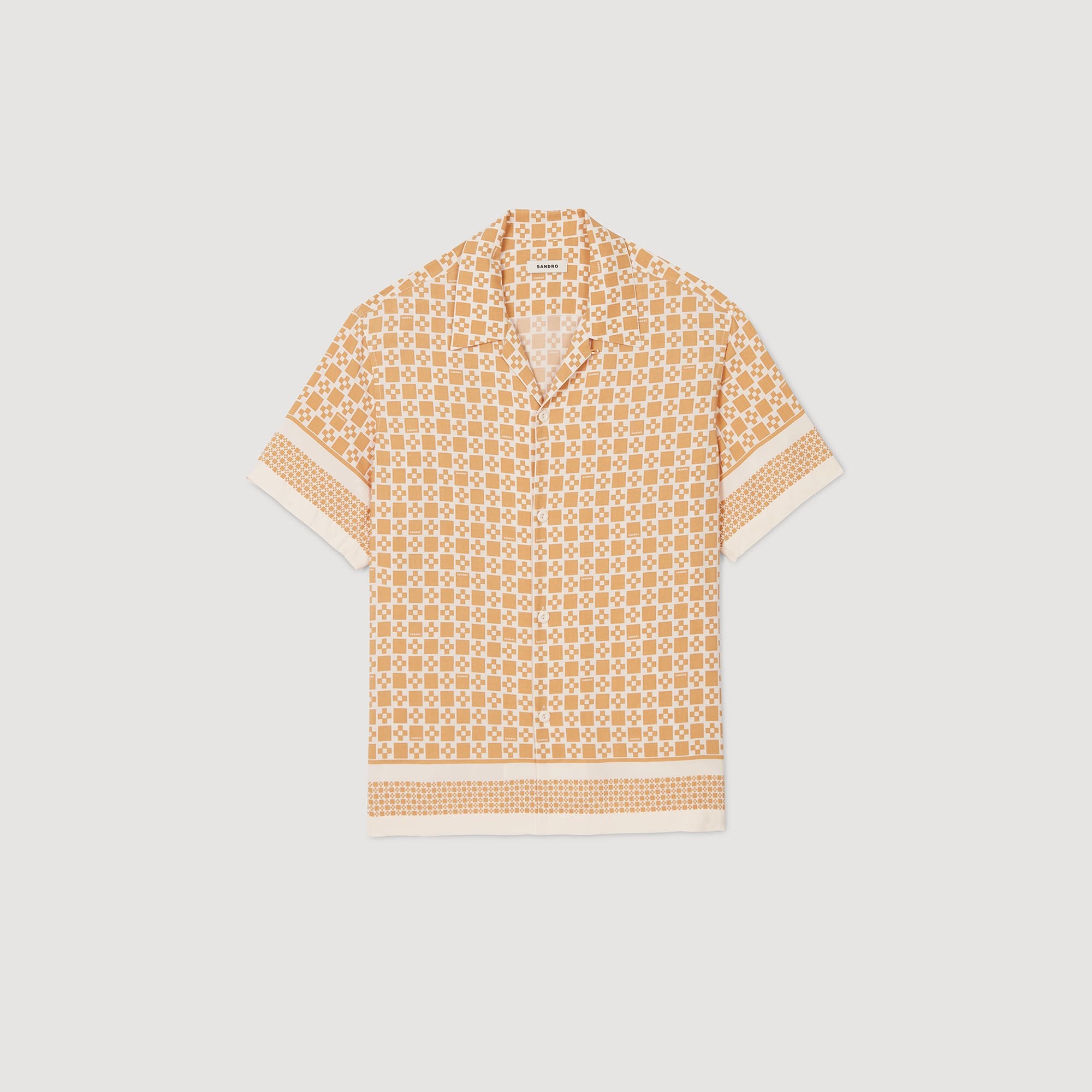 Sandro Men Square Cross motif flowing shirt
