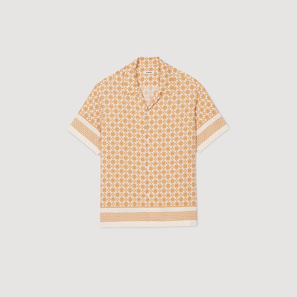 Sandro Men Square Cross motif flowing shirt