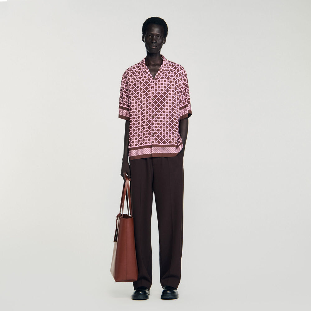 Sandro Men Square Cross motif flowing shirt