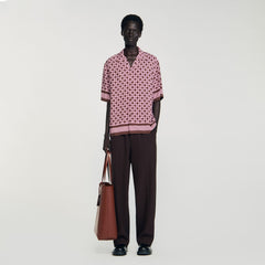 Sandro Men Square Cross motif flowing shirt