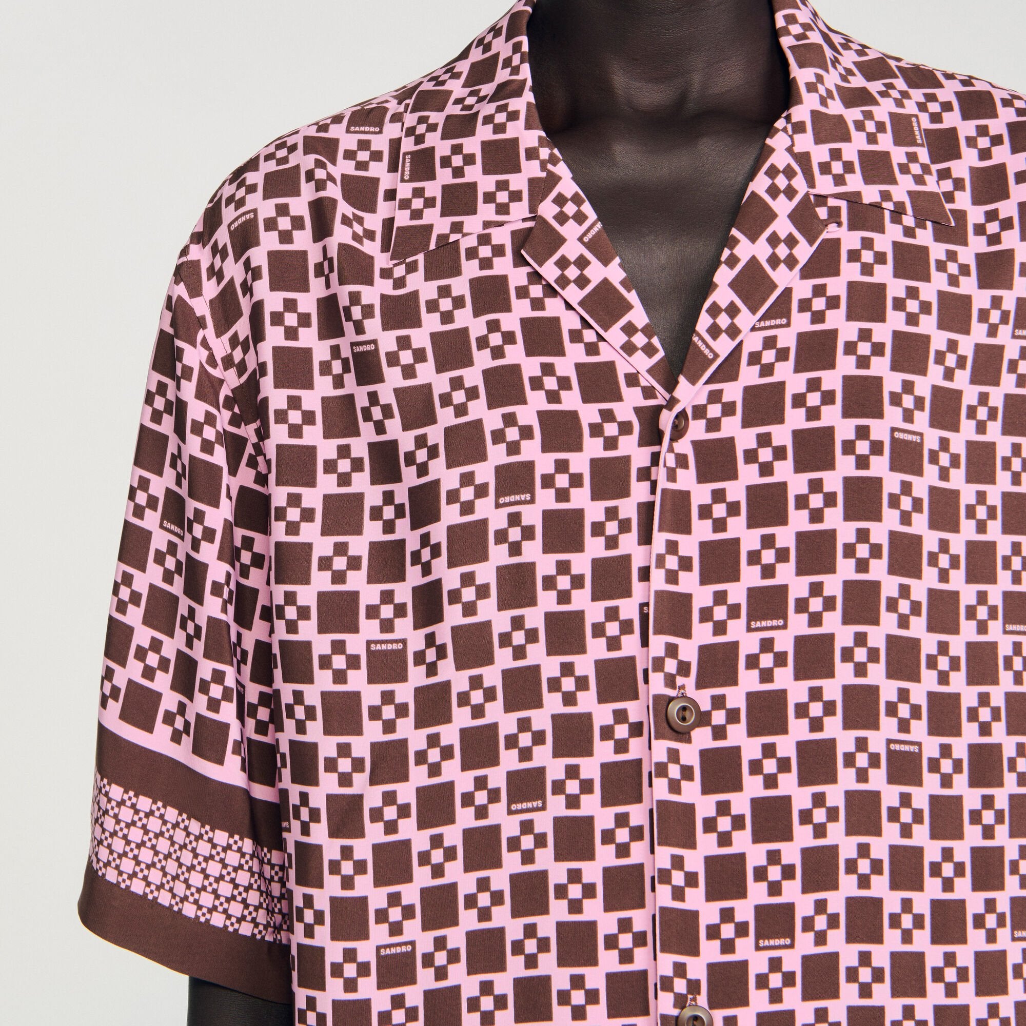Sandro Men Square Cross motif flowing shirt