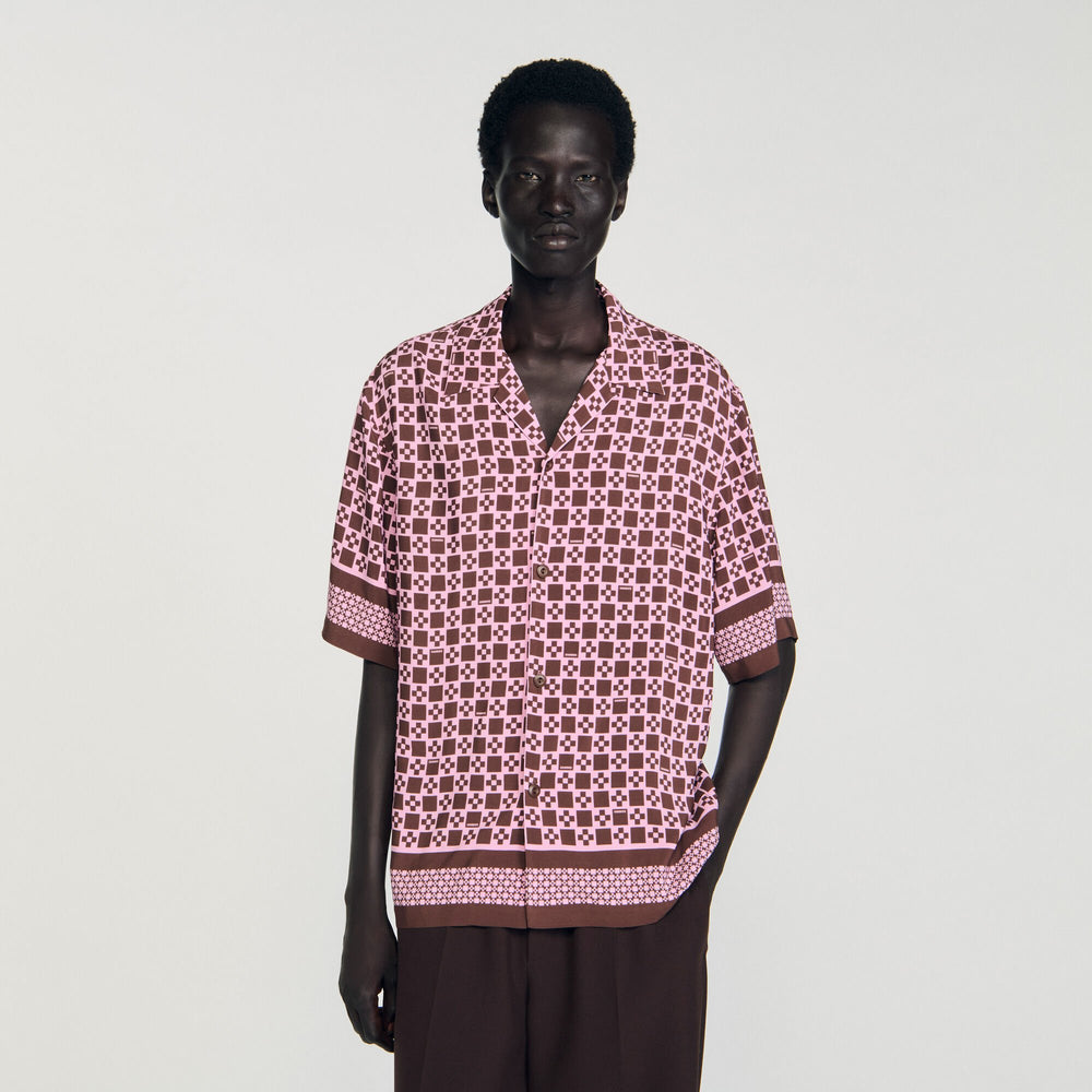 Sandro Men Square Cross motif flowing shirt