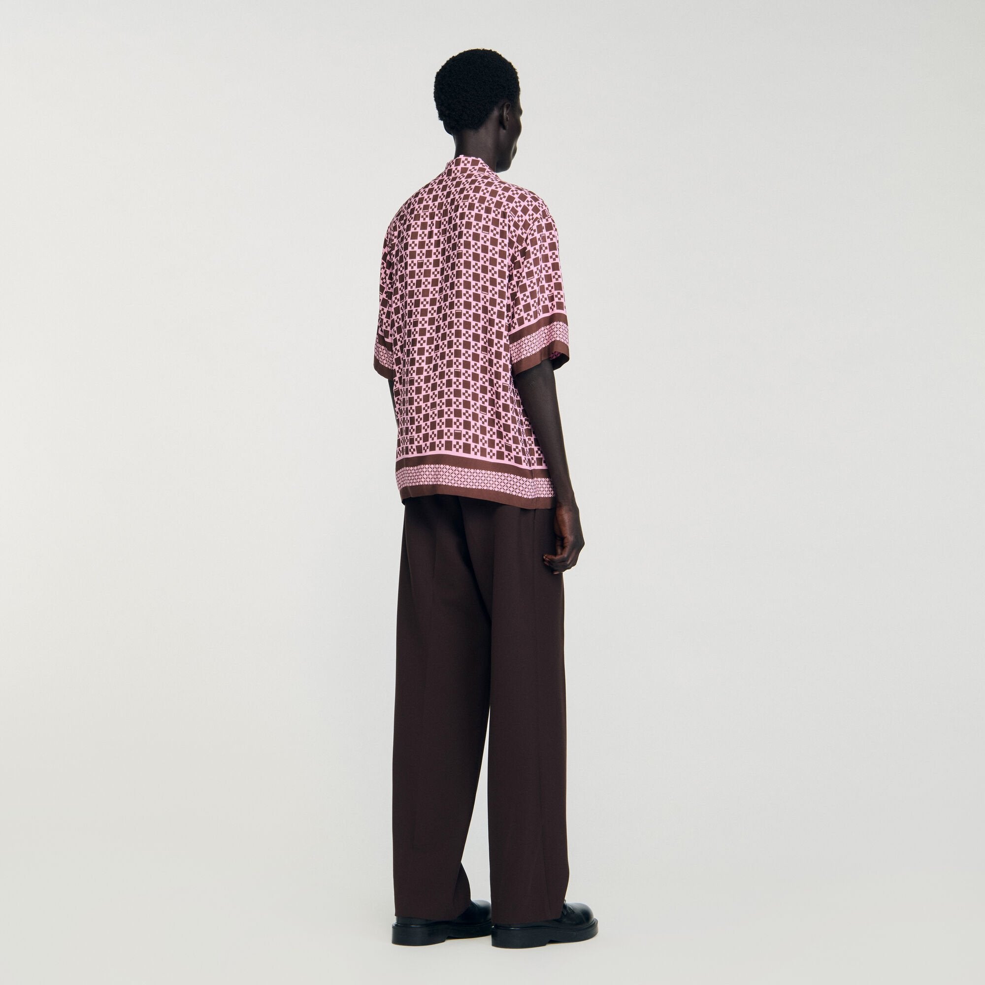 Sandro Men Square Cross motif flowing shirt