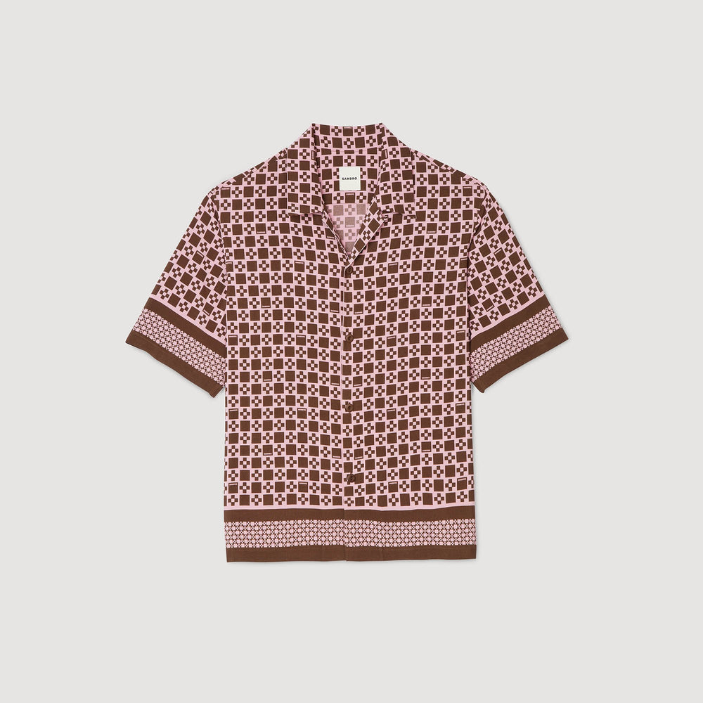Sandro Men Square Cross motif flowing shirt