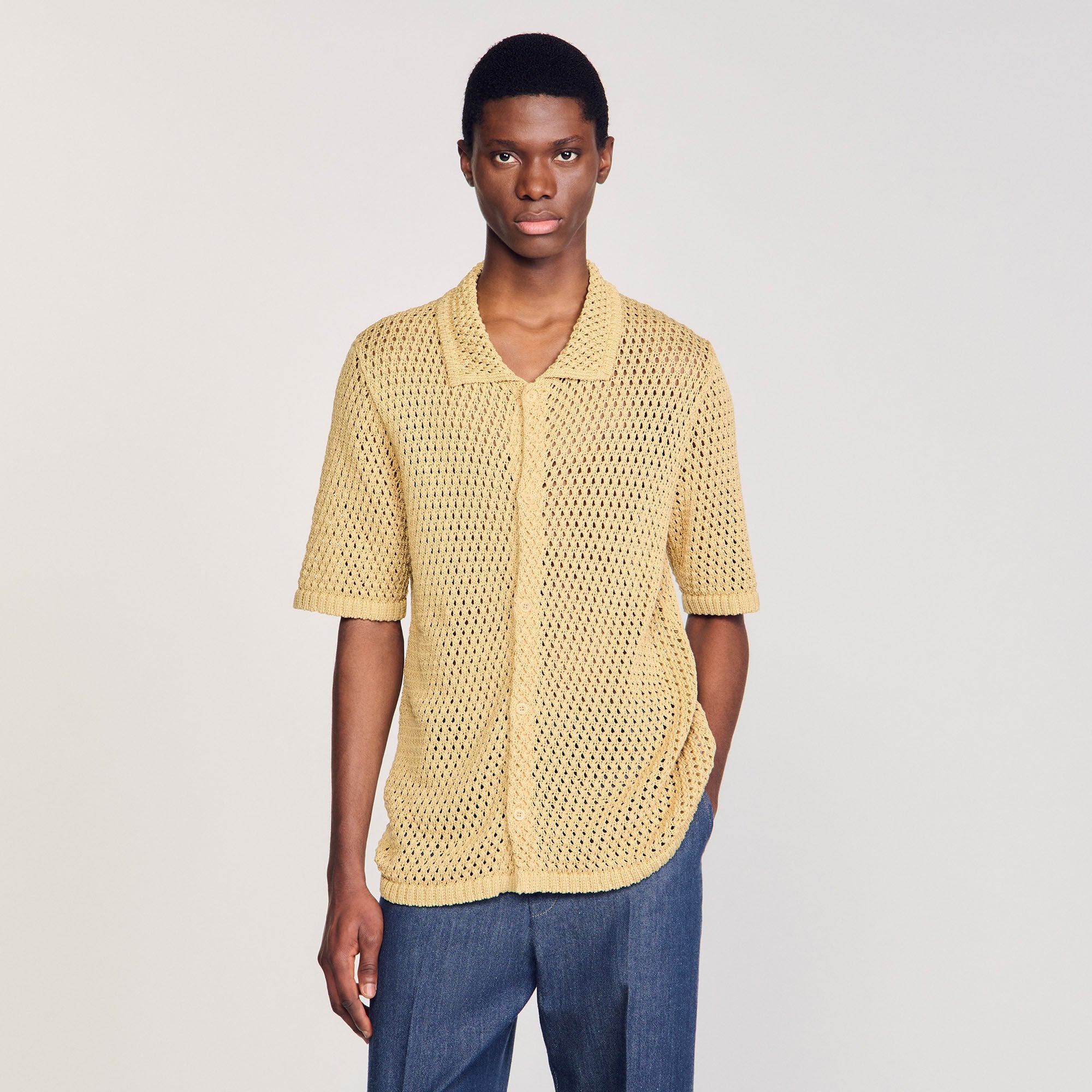 Sandro Men Crochet shirt