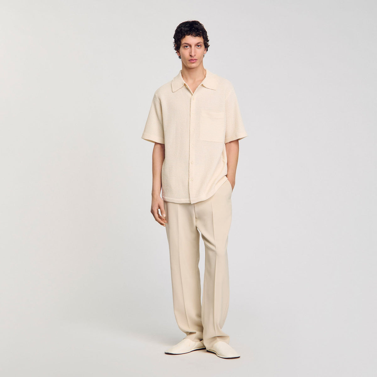 Sandro Men Waffled shirt
