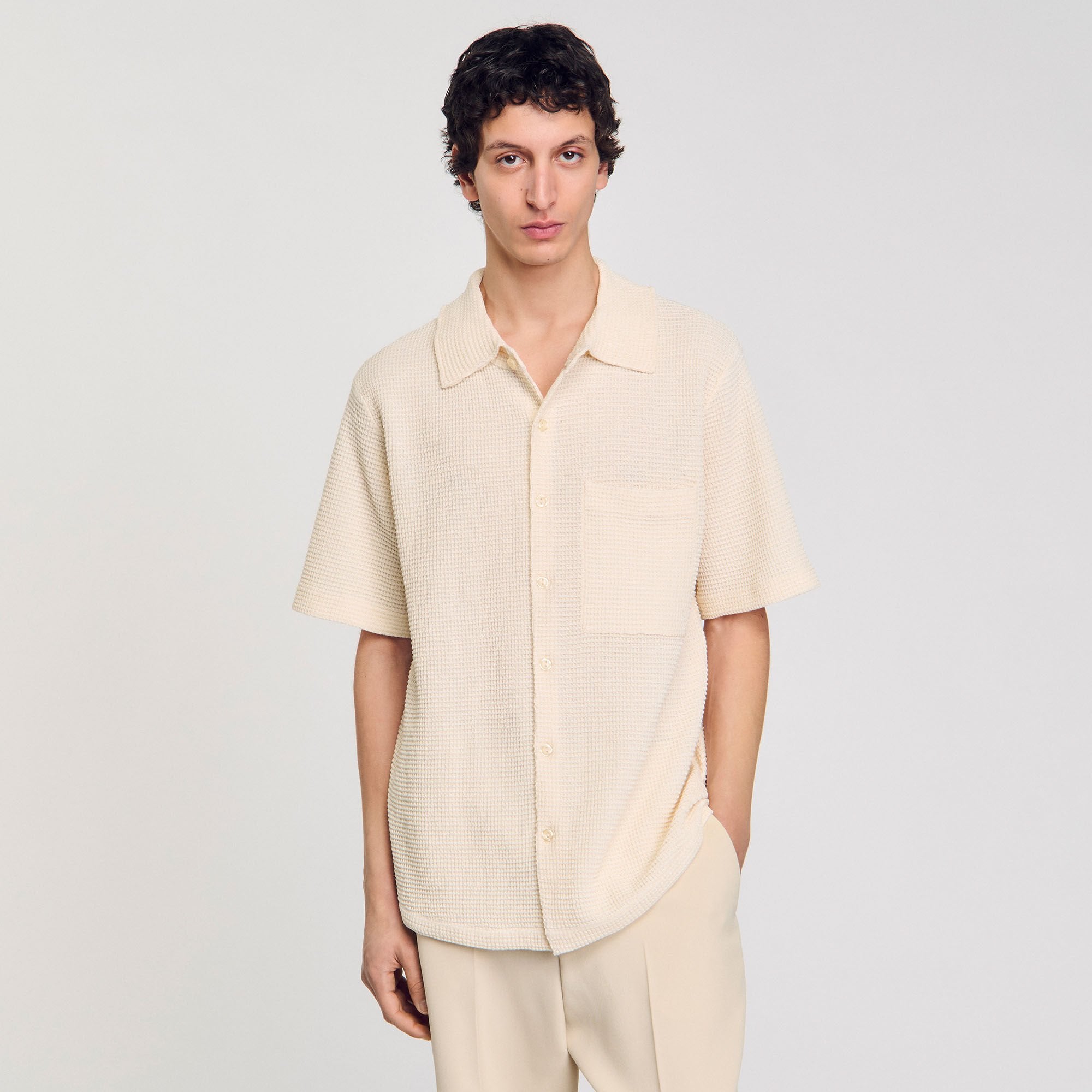 Sandro Men Waffled shirt