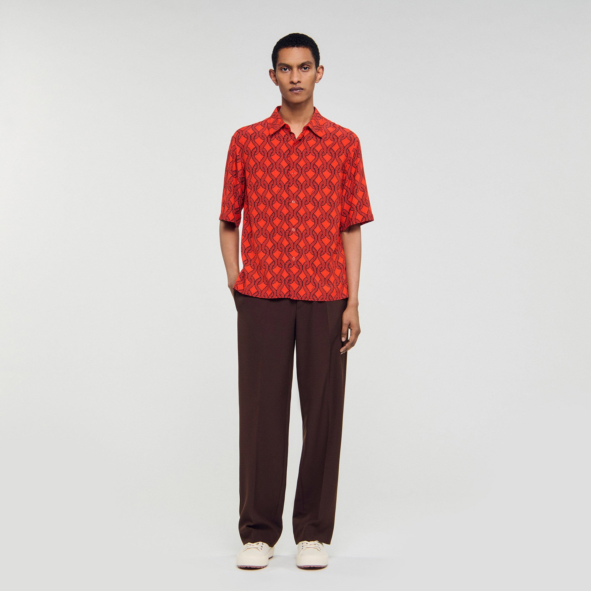 Sandro Men Loose-fit rope print shirt
