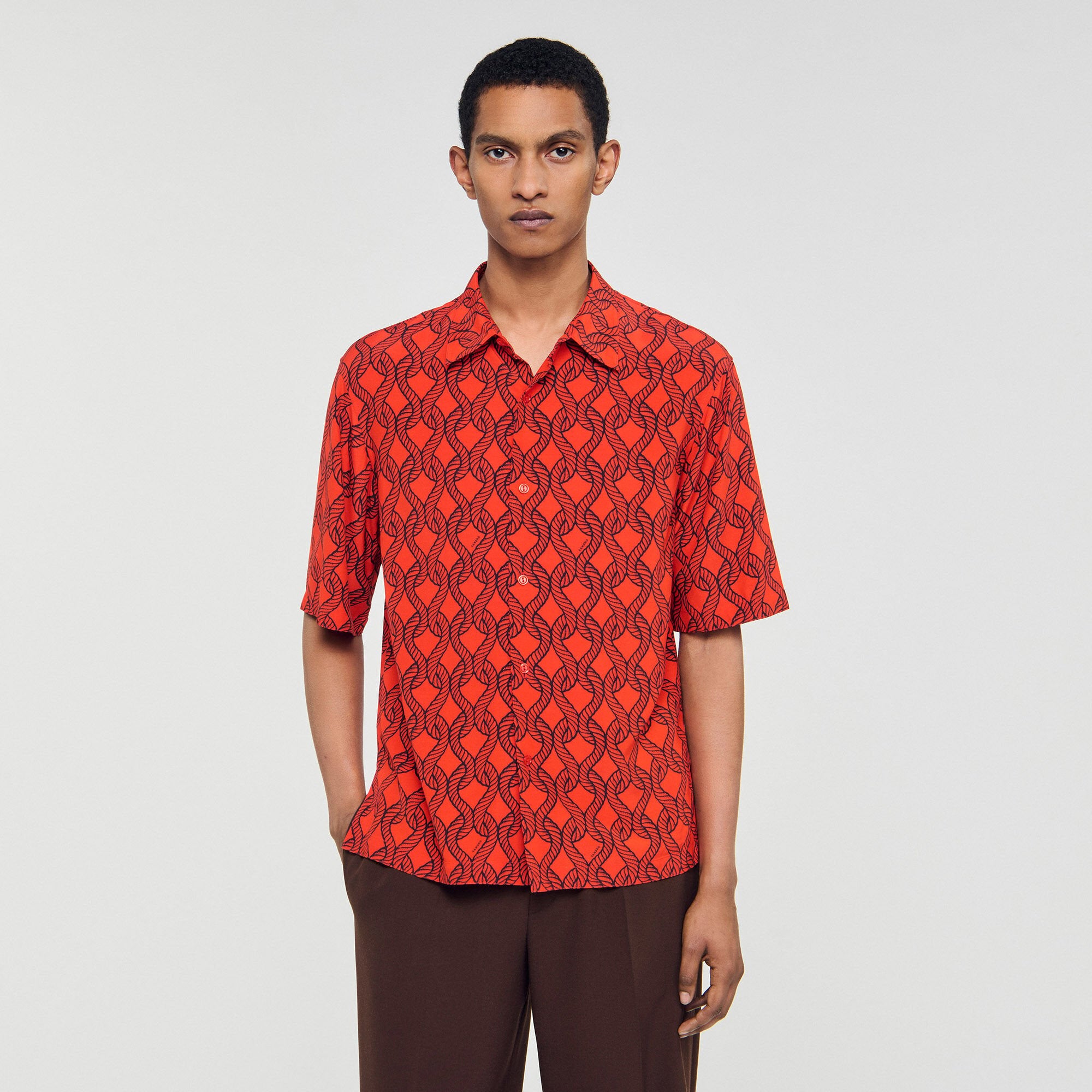 Sandro Men Loose-fit rope print shirt