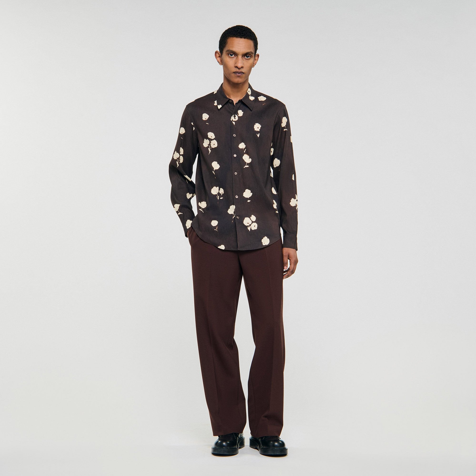 Sandro Men Floral print linen shirt