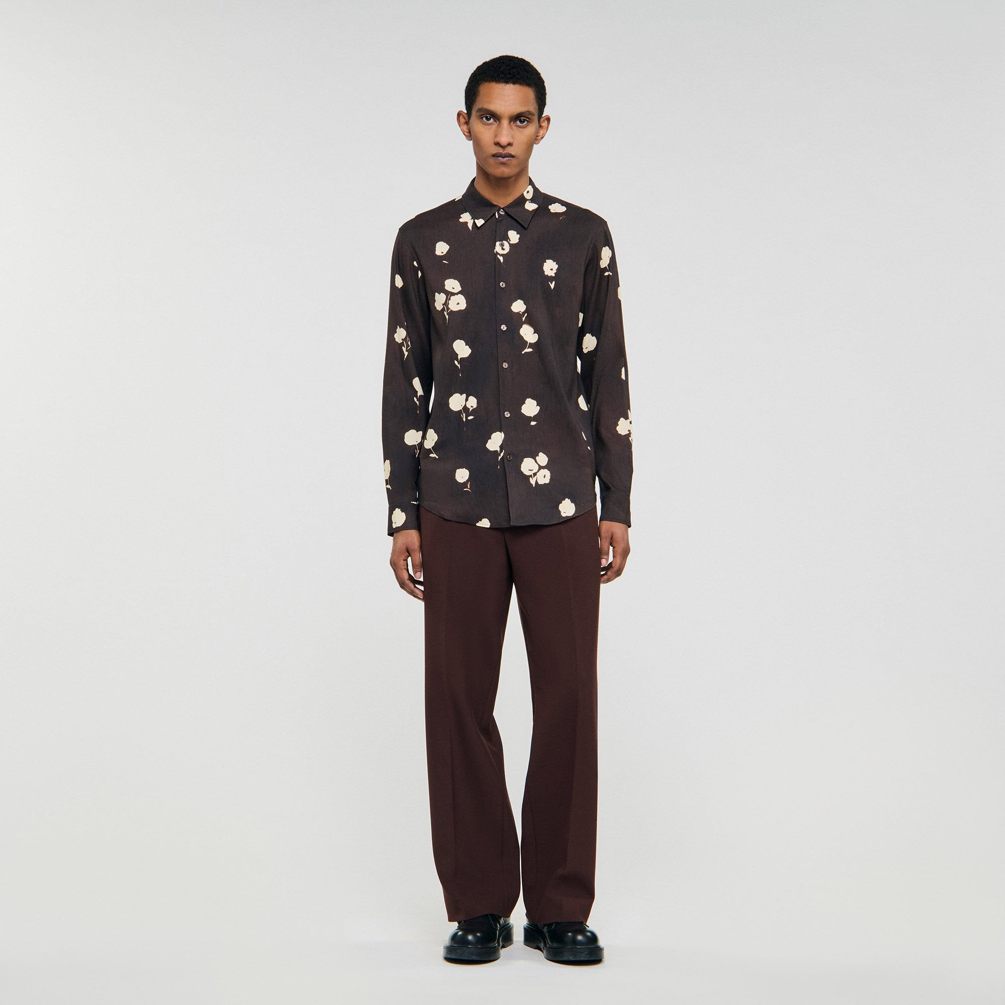 Sandro Men Floral print linen shirt