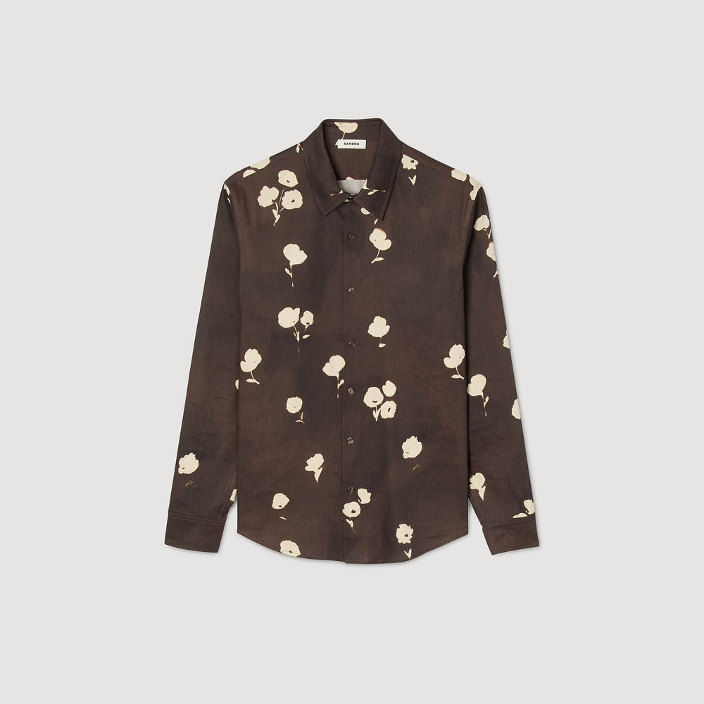 Sandro Men Floral print linen shirt