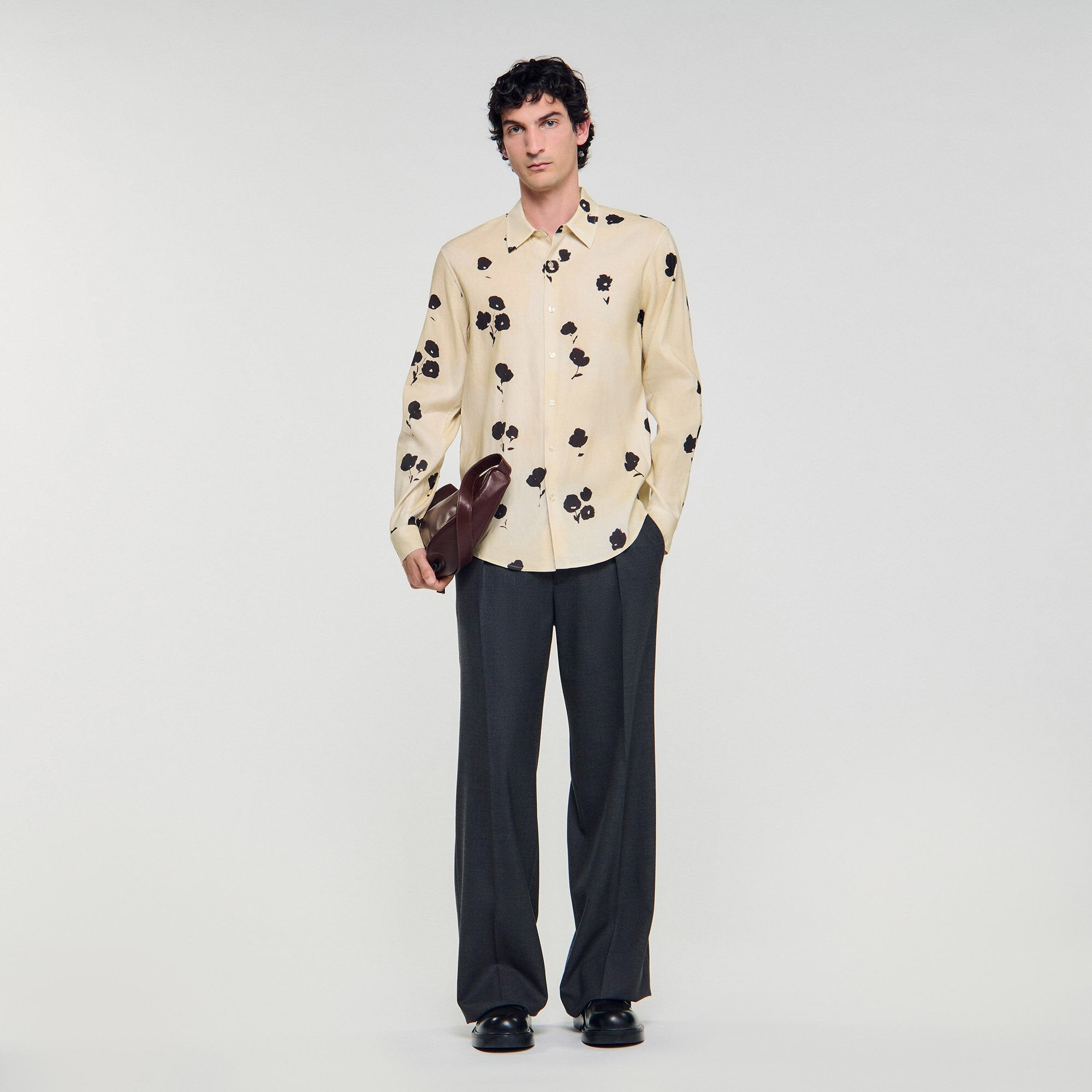 Sandro Men Floral print linen shirt
