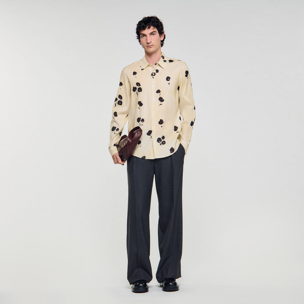 Sandro Men Floral print linen shirt